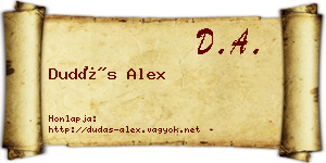 Dudás Alex névjegykártya
